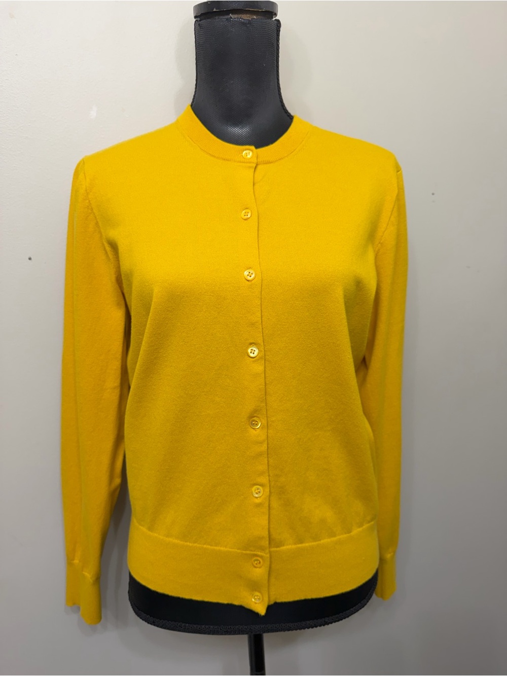 J. Crew Women’s Mustard Yellow Button-Front Crewneck Cardigan L